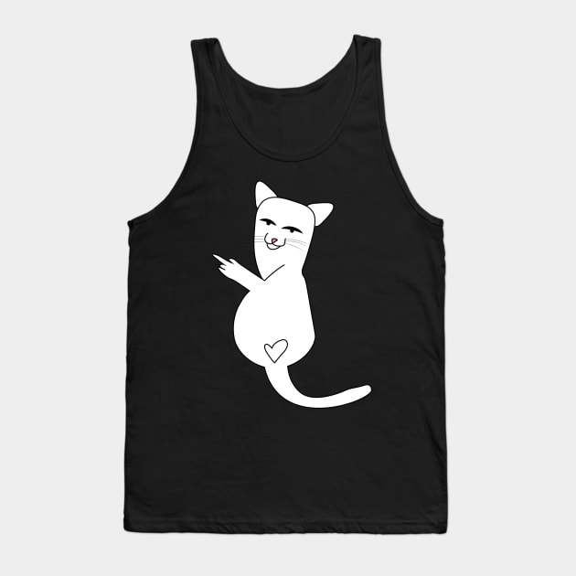 Middle Finger Cat Tank Top by womanpowertees